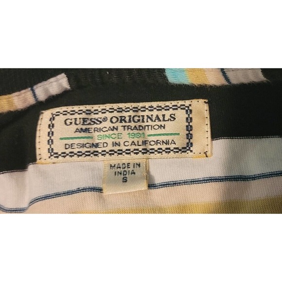 GUESS Originals Dylan Stripe 1981 T-Shirt Size Small Embroidered Retro Look - Picture 7 of 8